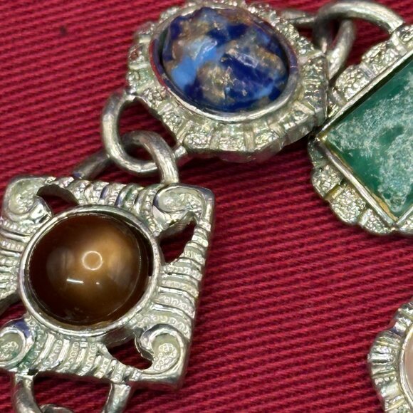 VTG 1960s Sarah Coventry Art Deco Faux Stone Silver-Tone Bracelet - Picture 3 of 16